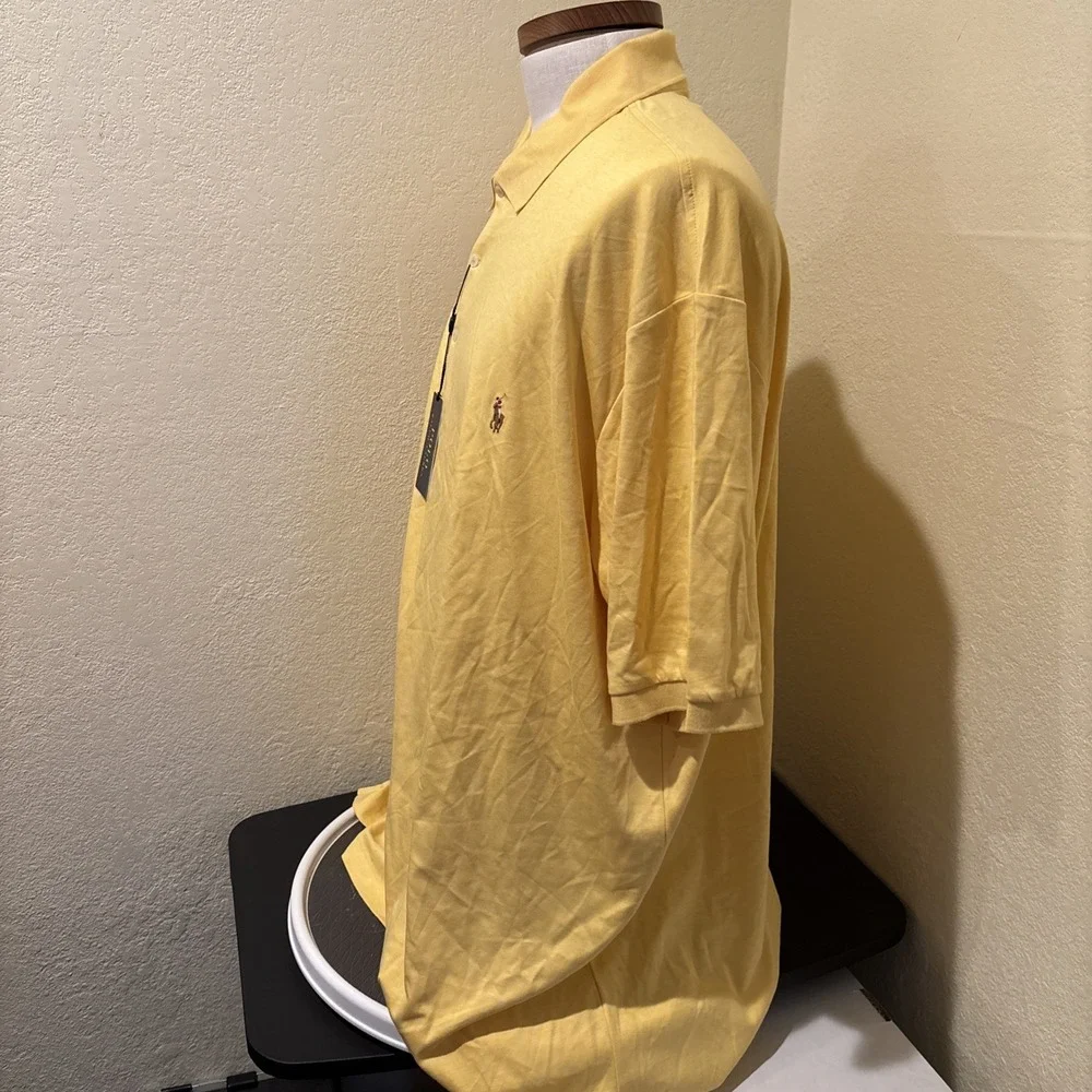 POLO Ralph Lauren Men's TALL 3XLT Yellow Brown Pony 100% Cotton Shirt NEW $110